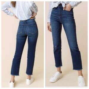 Harper Heritage Straight Destructed Faded High Waist‎ Cropped Raw Hem Jeans